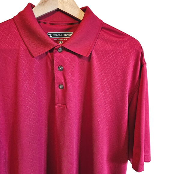 Pebble Beach Performance Golf Shirt Red Men's Large - Picture 3 of 6